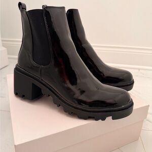 Black Patent Leather Ankle Boots